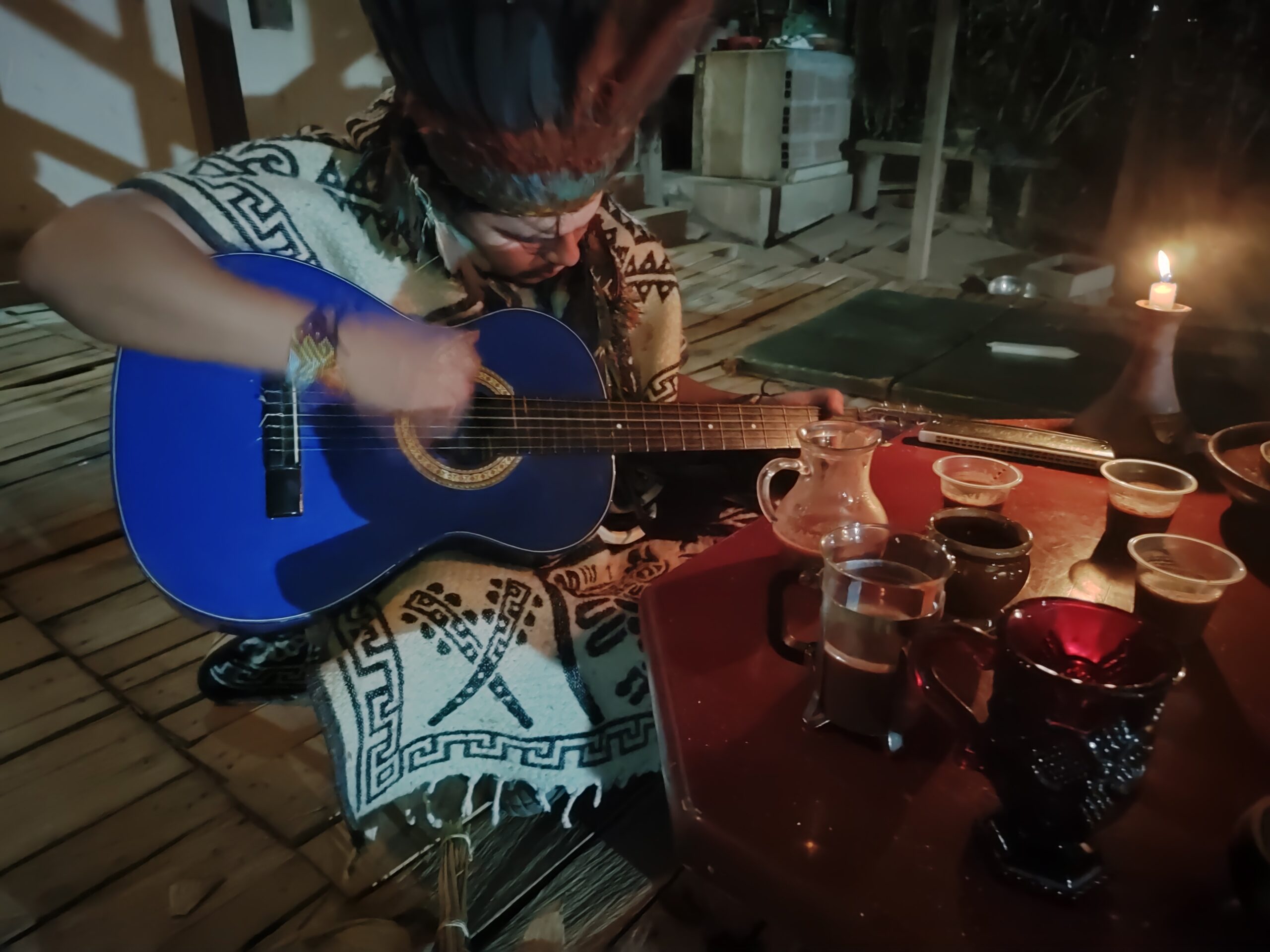 the music at the ayahuasca retreat. ayahuasca ceremony.